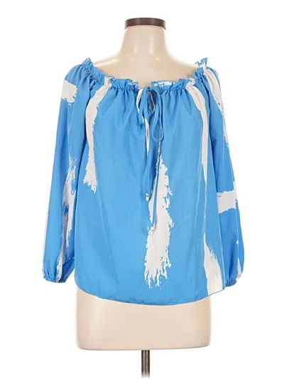 Pre-owned Shein Curve 3/4 Sleeve Blouse In Blue