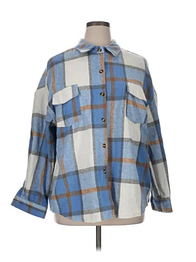 Pre-owned Shein Curve 3/4 Sleeve Blouse In Blue