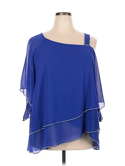Pre-owned Shein Curve 3/4 Sleeve Blouse In Blue
