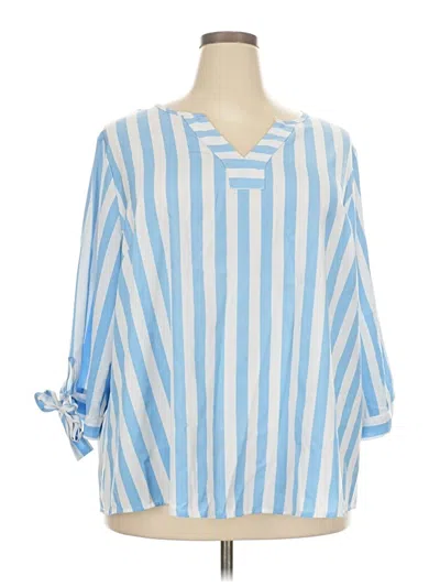 Pre-owned Shein Curve 3/4 Sleeve Blouse In Blue