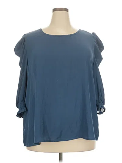 Pre-owned Shein Curve 3/4 Sleeve Blouse In Blue