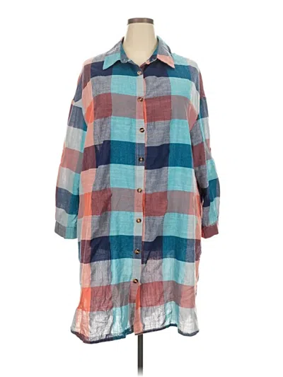 Pre-owned Shein Curve 3/4 Sleeve Blouse In Blue