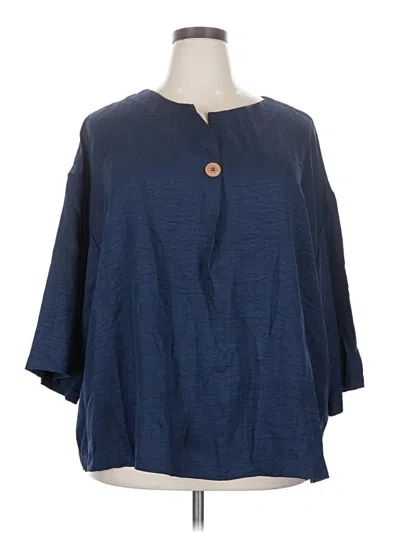 Pre-owned Shein Curve 3/4 Sleeve Blouse In Blue
