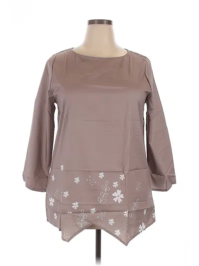 Pre-owned Shein Curve 3/4 Sleeve Blouse In Brown