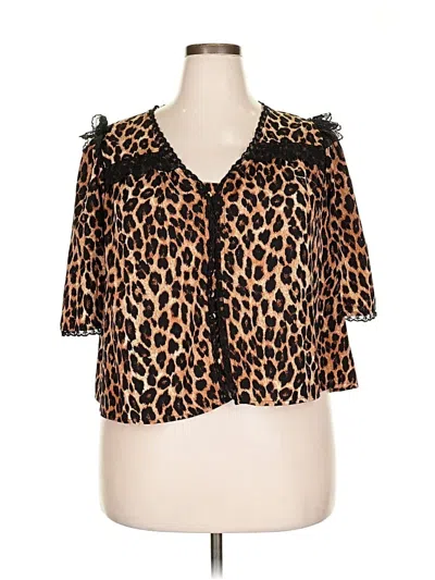 Pre-owned Shein Curve 3/4 Sleeve Blouse In Brown