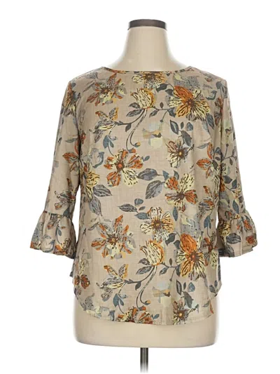 Pre-owned Shein Curve 3/4 Sleeve Blouse In Brown