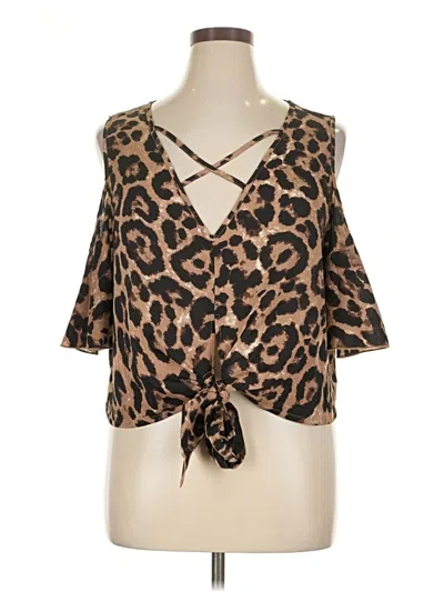 Pre-owned Shein Curve 3/4 Sleeve Blouse In Brown