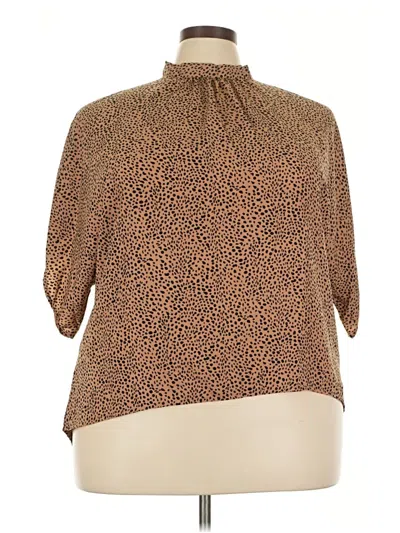 Pre-owned Shein Curve 3/4 Sleeve Blouse In Brown