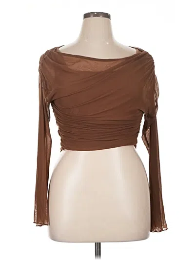 Pre-owned Shein Curve 3/4 Sleeve Blouse In Brown