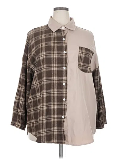 Pre-owned Shein Curve 3/4 Sleeve Blouse In Brown