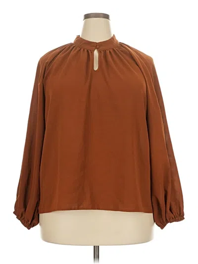 Pre-owned Shein Curve 3/4 Sleeve Blouse In Brown