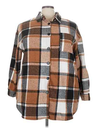 Pre-owned Shein Curve 3/4 Sleeve Blouse In Brown
