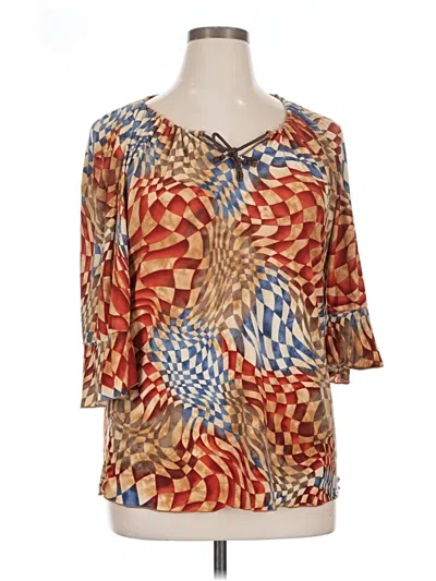 Pre-owned Shein Curve 3/4 Sleeve Blouse In Brown