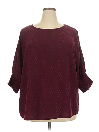 Pre-owned Shein Curve 3/4 Sleeve Blouse In Burgundy