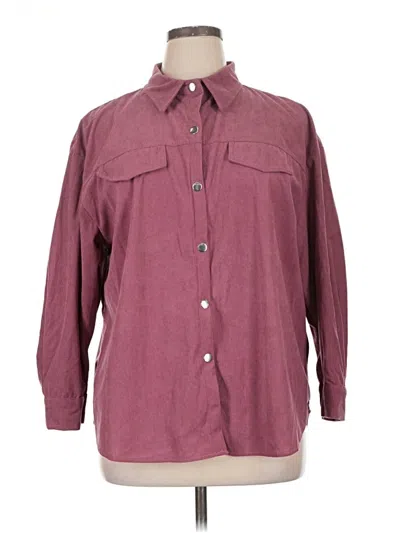 Pre-owned Shein Curve 3/4 Sleeve Blouse In Burgundy