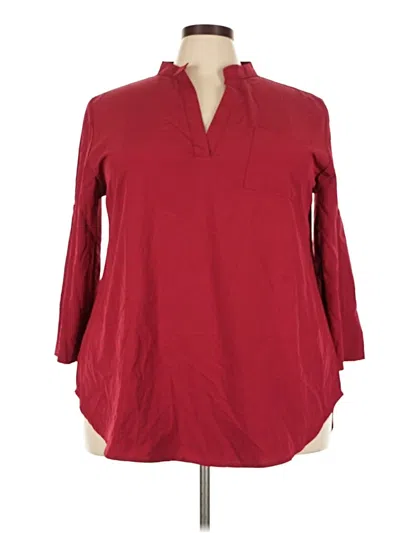 Pre-owned Shein Curve 3/4 Sleeve Blouse In Burgundy