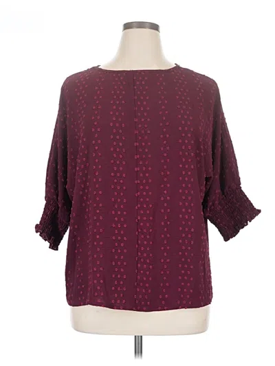 Pre-owned Shein Curve 3/4 Sleeve Blouse In Burgundy