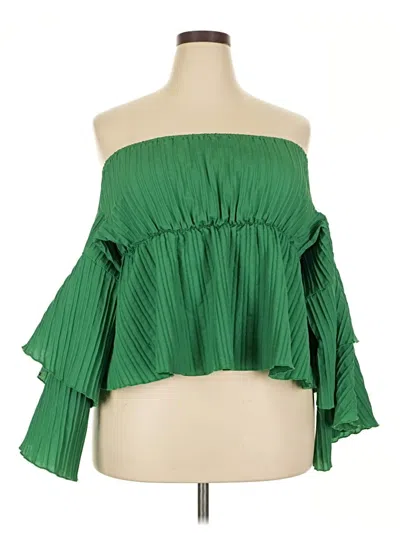 Pre-owned Shein Curve 3/4 Sleeve Blouse In Green