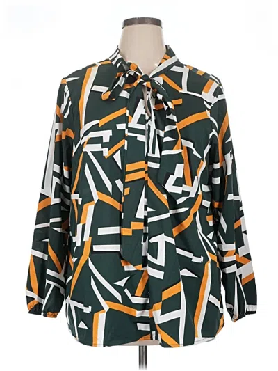 Pre-owned Shein Curve 3/4 Sleeve Blouse In Green