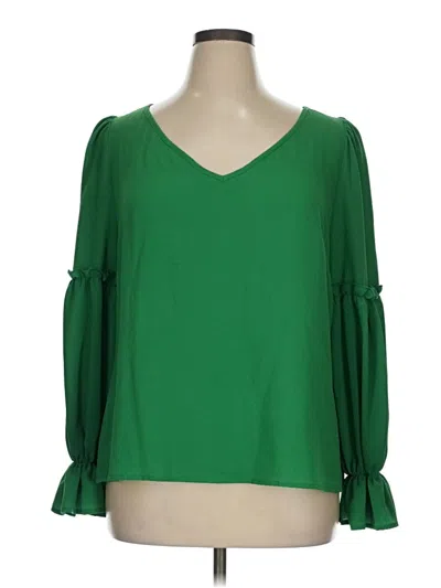 Pre-owned Shein Curve 3/4 Sleeve Blouse In Green
