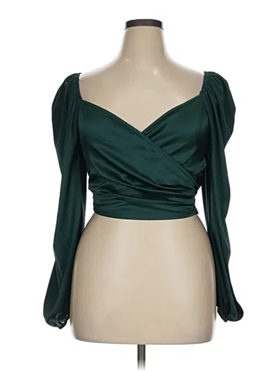Pre-owned Shein Curve 3/4 Sleeve Blouse In Green