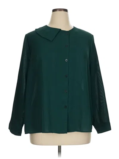 Pre-owned Shein Curve 3/4 Sleeve Blouse In Green