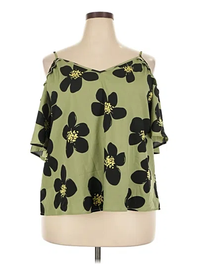 Pre-owned Shein Curve 3/4 Sleeve Blouse In Green