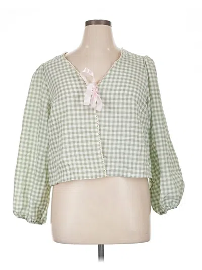 Pre-owned Shein Curve 3/4 Sleeve Blouse In Green