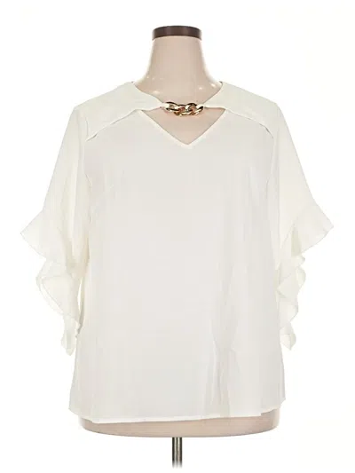 Pre-owned Shein Curve 3/4 Sleeve Blouse In Ivory