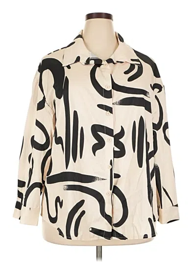Pre-owned Shein Curve 3/4 Sleeve Blouse In Ivory