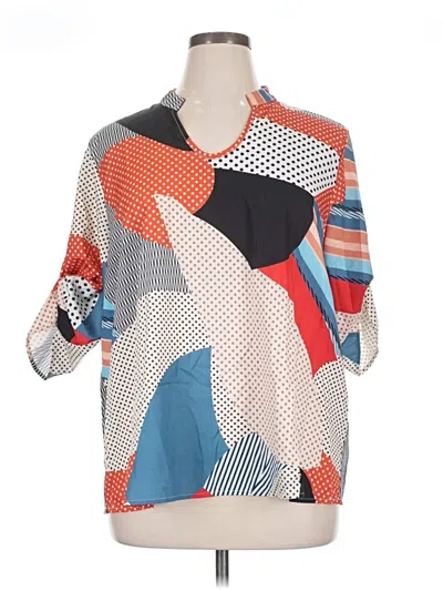 Pre-owned Shein Curve 3/4 Sleeve Blouse In Orange