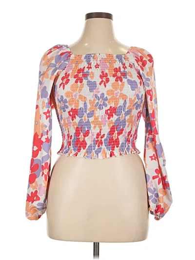 Pre-owned Shein Curve 3/4 Sleeve Blouse In Orange