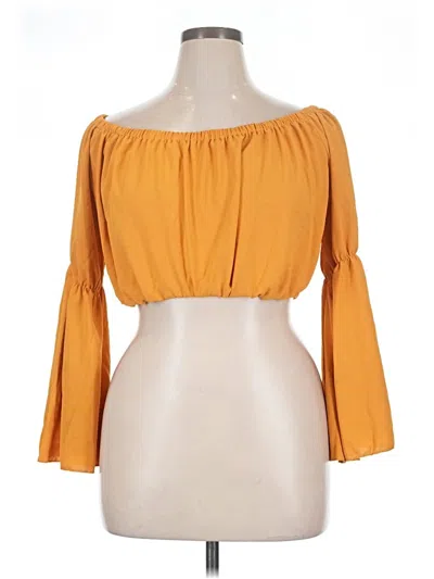 Pre-owned Shein Curve 3/4 Sleeve Blouse In Orange