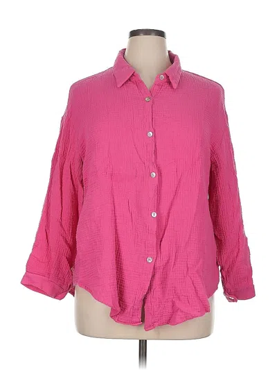 Pre-owned Shein Curve 3/4 Sleeve Blouse In Pink