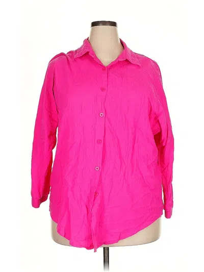Pre-owned Shein Curve 3/4 Sleeve Blouse In Pink