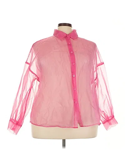 Pre-owned Shein Curve 3/4 Sleeve Blouse In Pink