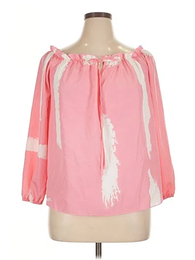 Pre-owned Shein Curve 3/4 Sleeve Blouse In Pink