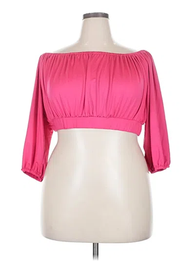 Pre-owned Shein Curve 3/4 Sleeve Blouse In Pink