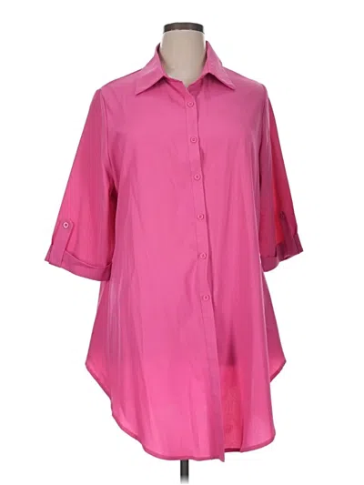 Pre-owned Shein Curve 3/4 Sleeve Blouse In Pink
