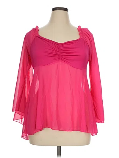 Pre-owned Shein Curve 3/4 Sleeve Blouse In Pink
