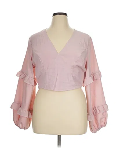 Pre-owned Shein Curve 3/4 Sleeve Blouse In Pink