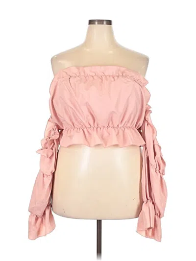 Pre-owned Shein Curve 3/4 Sleeve Blouse In Pink