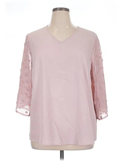 Pre-owned Shein Curve 3/4 Sleeve Blouse In Pink