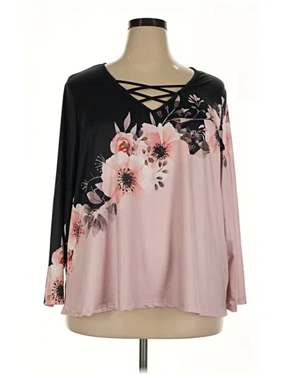 Pre-owned Shein Curve 3/4 Sleeve Blouse In Pink