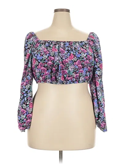 Pre-owned Shein Curve 3/4 Sleeve Blouse In Purple