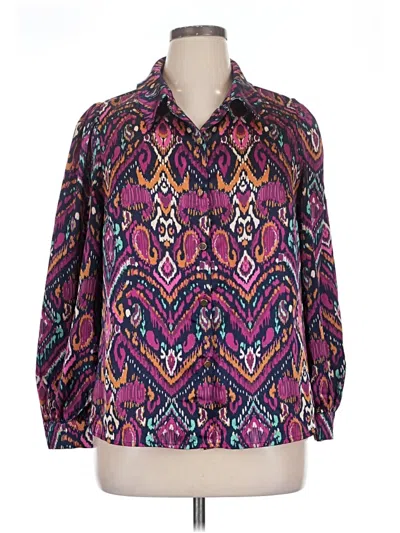 Pre-owned Shein Curve 3/4 Sleeve Blouse In Purple