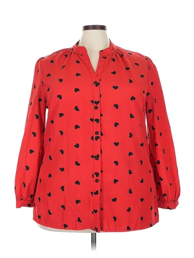 Pre-owned Shein Curve 3/4 Sleeve Blouse In Red