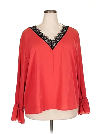 Pre-owned Shein Curve 3/4 Sleeve Blouse In Red