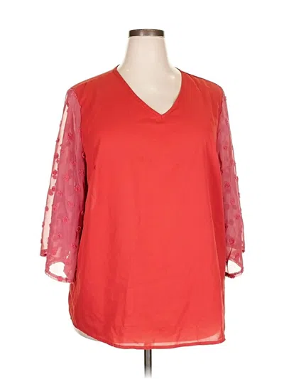 Pre-owned Shein Curve 3/4 Sleeve Blouse In Red