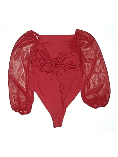 Pre-owned Shein Curve 3/4 Sleeve Blouse In Red